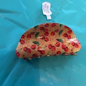 Free People Cherry Print Hair Clip - Red and Gold